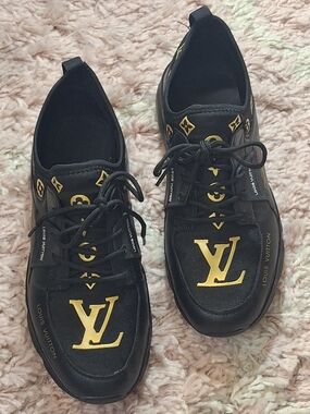 Black & Gold Logo Sneakers